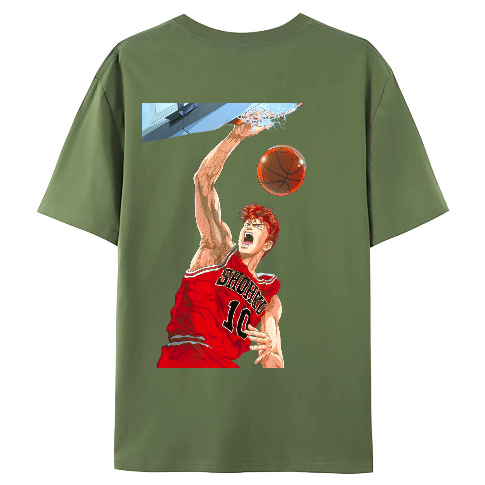 （画像用） SLAM DUNK／スラムダンク 綿100％ メンズ半袖Tシャツ（バックプリント） 通気性